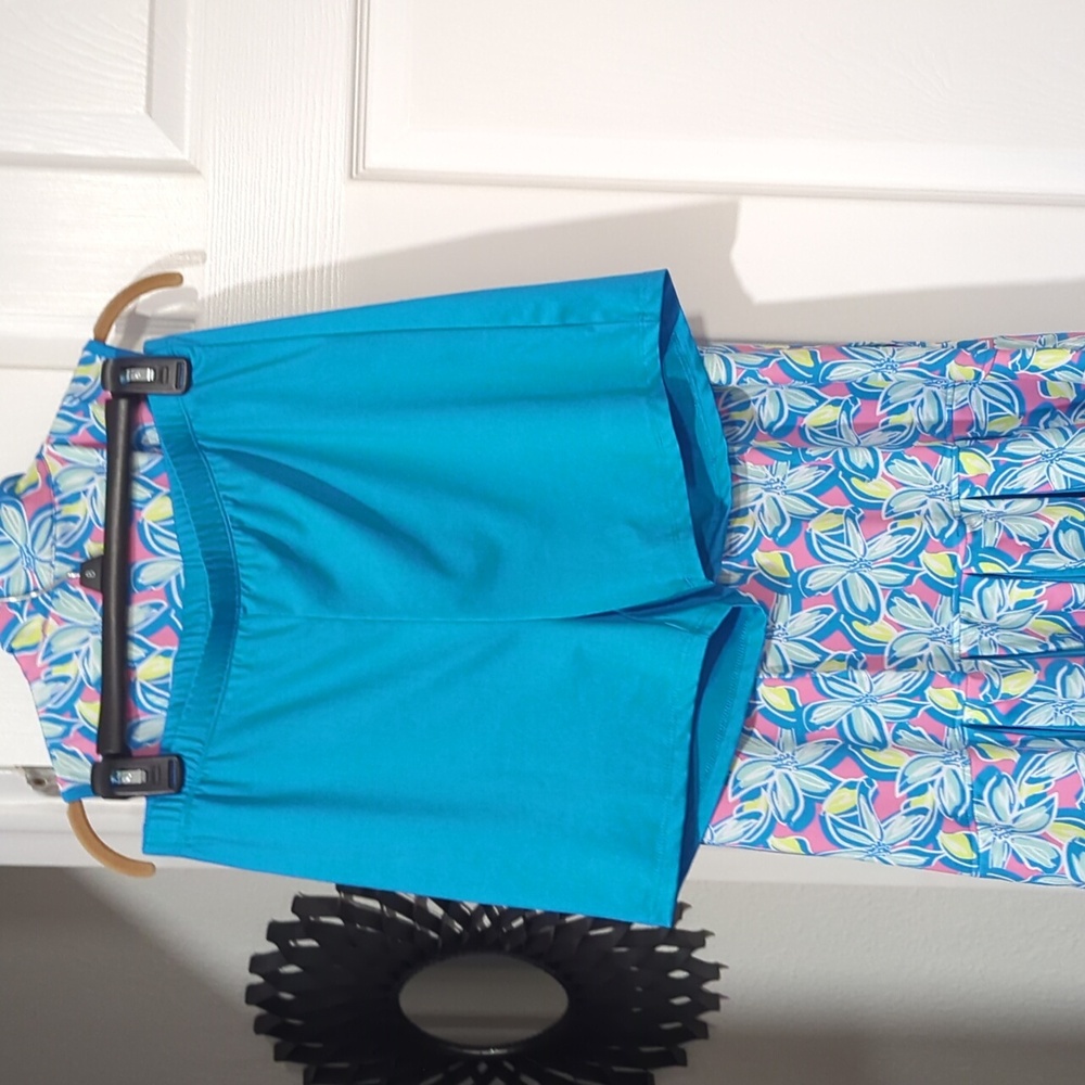 NWT SPORT HALEY Colorful Floral Sleeveless Pleated Dress -W- Matching Shorts (M) - Picture 2 of 8